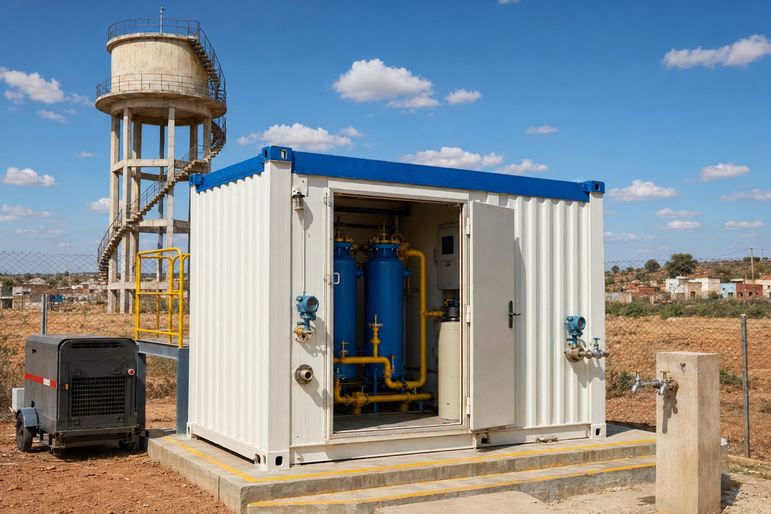 SorbiTech Community Defluoridation Treatment Unit Activated Alumina Fluoride Removal Skid