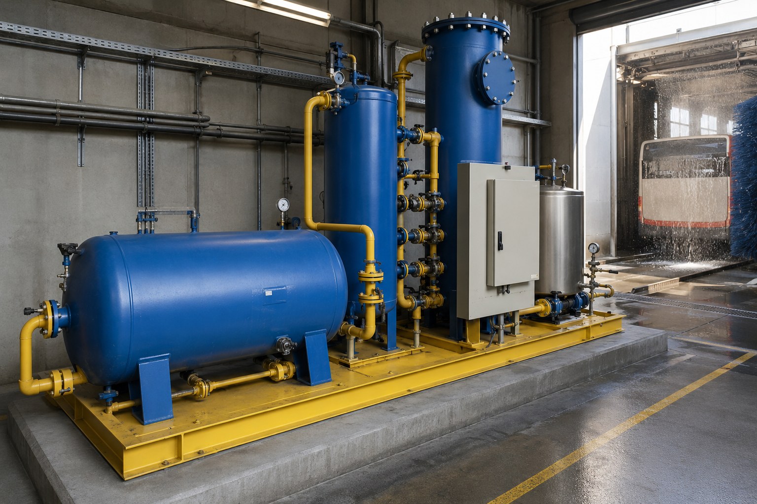SorbiTech Vehicle Wash Water Recycling Skid CPI Multimedia GAC Fleet Wash Recycling