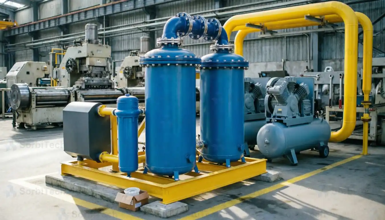 SorbiTech Heatless Desiccant Air Dryer Compressed Air ISO 8573 Twin Tower Dryer