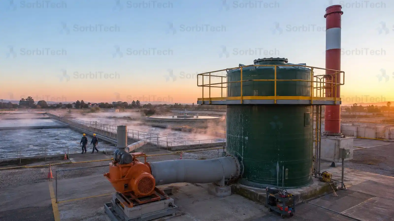 SorbiTech Industrial Odor Air Stream Carbon Frp Pellet Ac Odor Scrubber WWTP